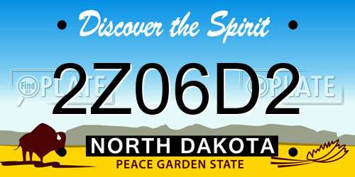 2Z06D2 North Dakota License Plate