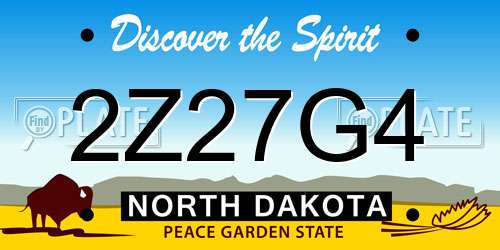 2Z27G4 North Dakota License Plate