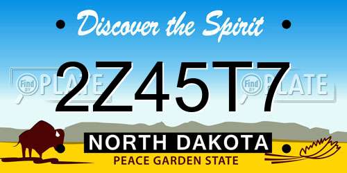 2Z45T7 North Dakota License Plate
