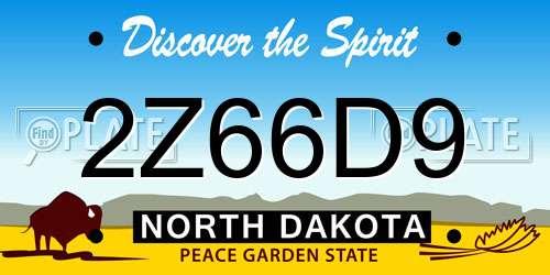 2Z66D9 North Dakota License Plate