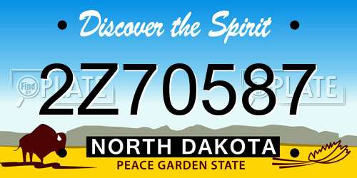 2Z70587 North Dakota License Plate