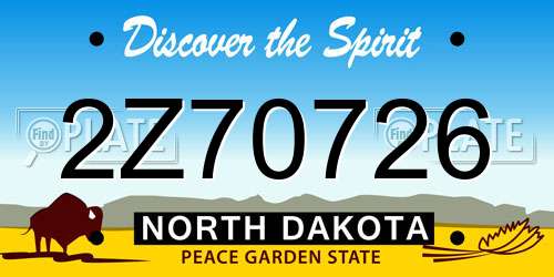 2Z70726 North Dakota License Plate