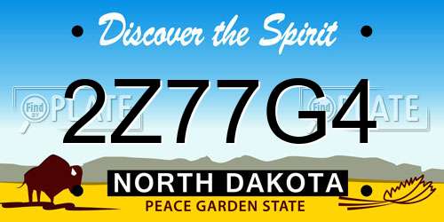 2Z77G4 North Dakota License Plate