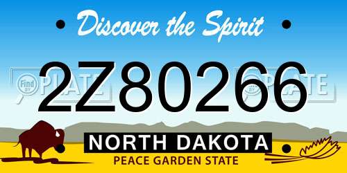 2Z80266 North Dakota License Plate