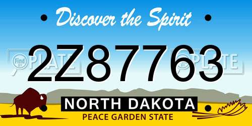 2Z87763 North Dakota License Plate