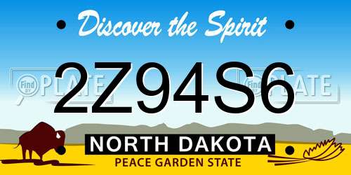 2Z94S6 North Dakota License Plate