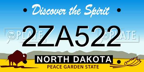 2ZA522 North Dakota License Plate
