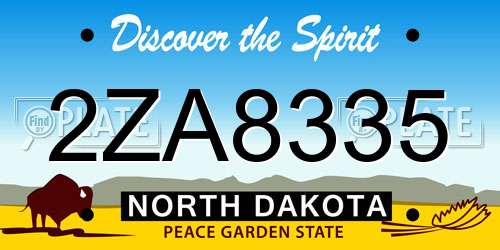 2ZA8335 North Dakota License Plate