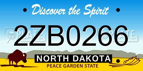 2ZB0266 North Dakota License Plate