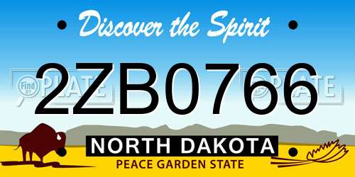2ZB0766 North Dakota License Plate