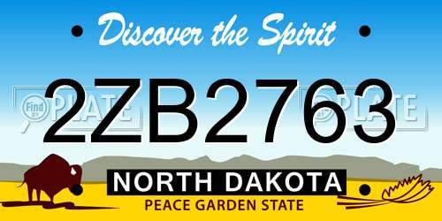 2ZB2763 North Dakota License Plate