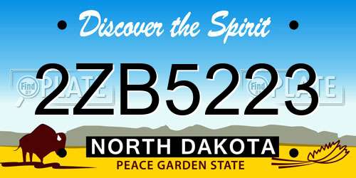 2ZB5223 North Dakota License Plate