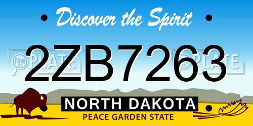 2ZB7263 North Dakota License Plate