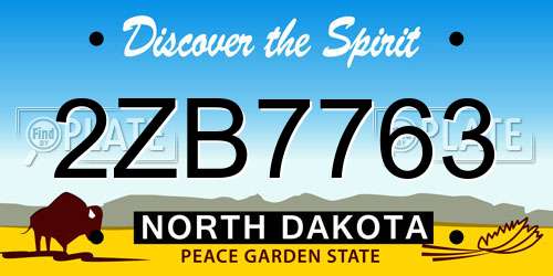 2ZB7763 North Dakota License Plate
