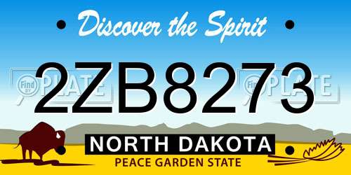 2ZB8273 North Dakota License Plate