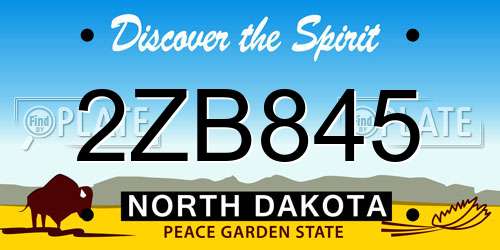 2ZB845 North Dakota License Plate