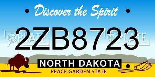 2ZB8723 North Dakota License Plate