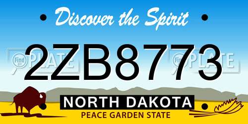 2ZB8773 North Dakota License Plate