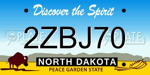 2ZBJ70 North Dakota License Plate