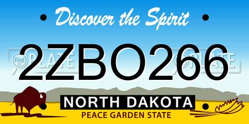 2ZBO266 North Dakota License Plate