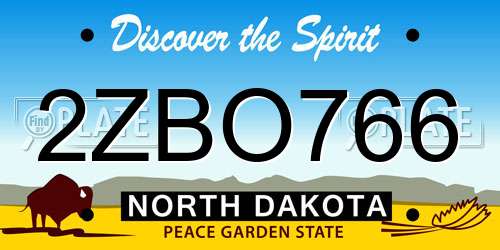 2ZBO766 North Dakota License Plate