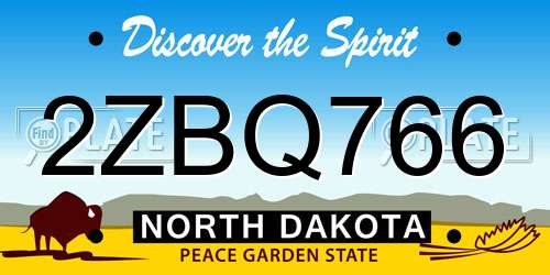 2ZBQ766 North Dakota License Plate