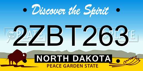2ZBT263 North Dakota License Plate