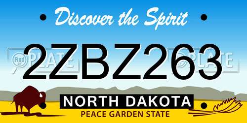 2ZBZ263 North Dakota License Plate