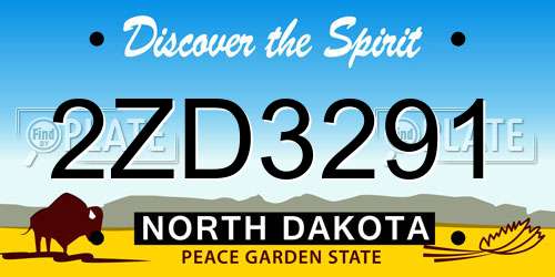 2ZD3291 North Dakota License Plate