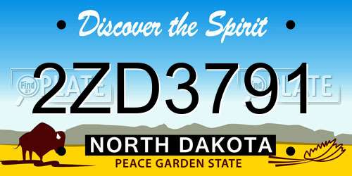 2ZD3791 North Dakota License Plate