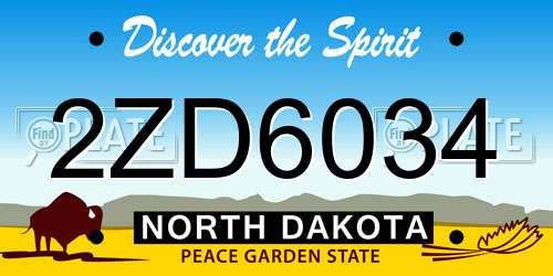 2ZD6034 North Dakota License Plate
