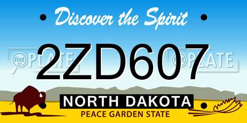 2ZD607 North Dakota License Plate