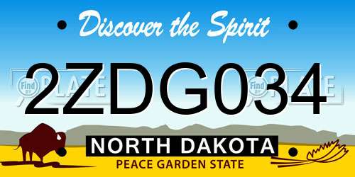 2ZDG034 North Dakota License Plate