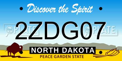 2ZDG07 North Dakota License Plate