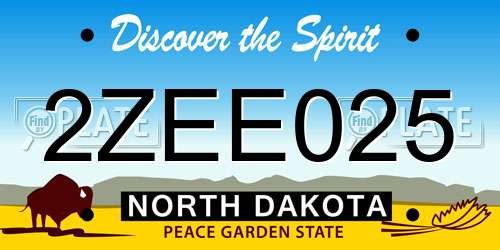 2ZEE025 North Dakota License Plate