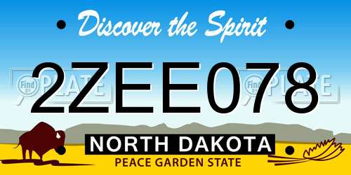 2ZEE078 North Dakota License Plate