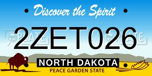 2ZET026 North Dakota License Plate