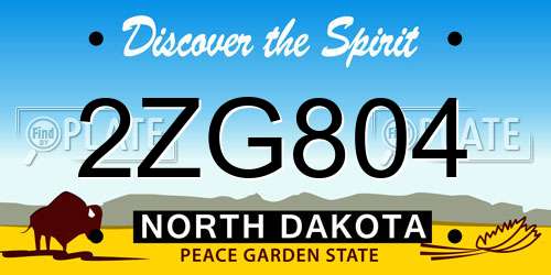 2ZG804 North Dakota License Plate