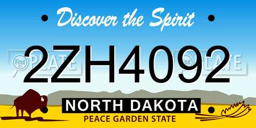 2ZH4092 North Dakota License Plate