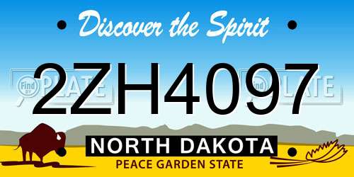 2ZH4097 North Dakota License Plate