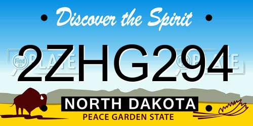 2ZHG294 North Dakota License Plate