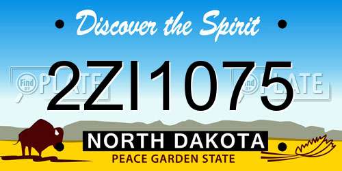 2ZI1075 North Dakota License Plate