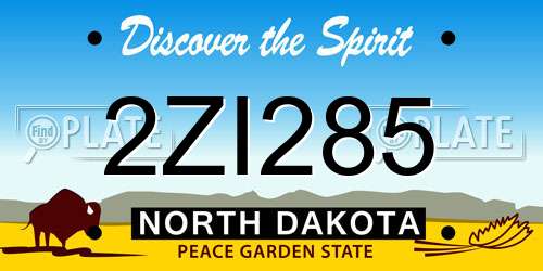2ZI285 North Dakota License Plate