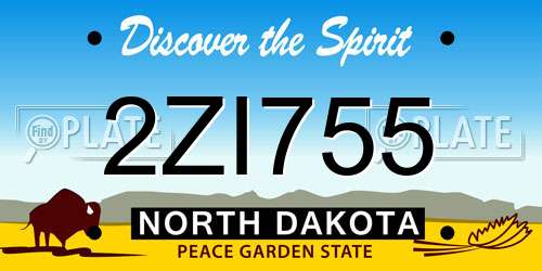 2ZI755 North Dakota License Plate