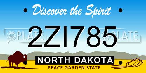 2ZI785 North Dakota License Plate