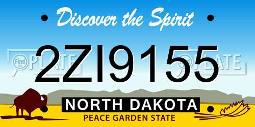 2ZI9155 North Dakota License Plate