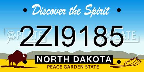 2ZI9185 North Dakota License Plate