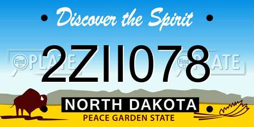2ZII078 North Dakota License Plate