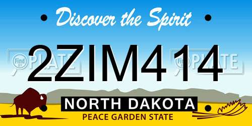 2ZIM414 North Dakota License Plate