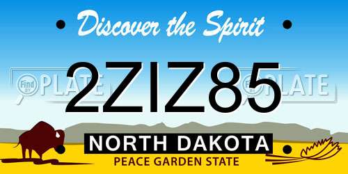2ZIZ85 North Dakota License Plate